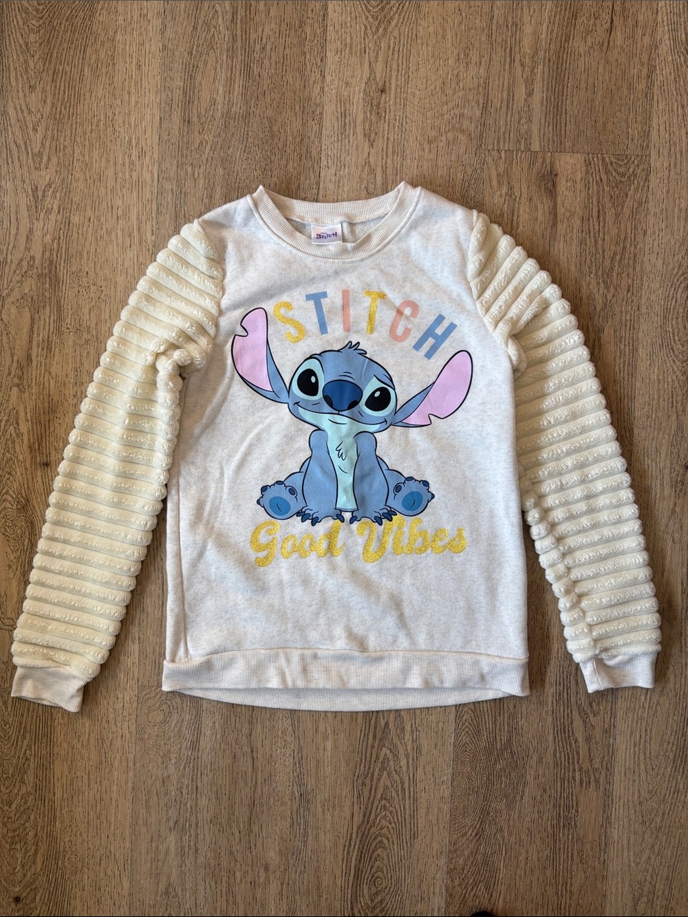 Stitch 'Good Vibes' Cream Girls Sweatshirt